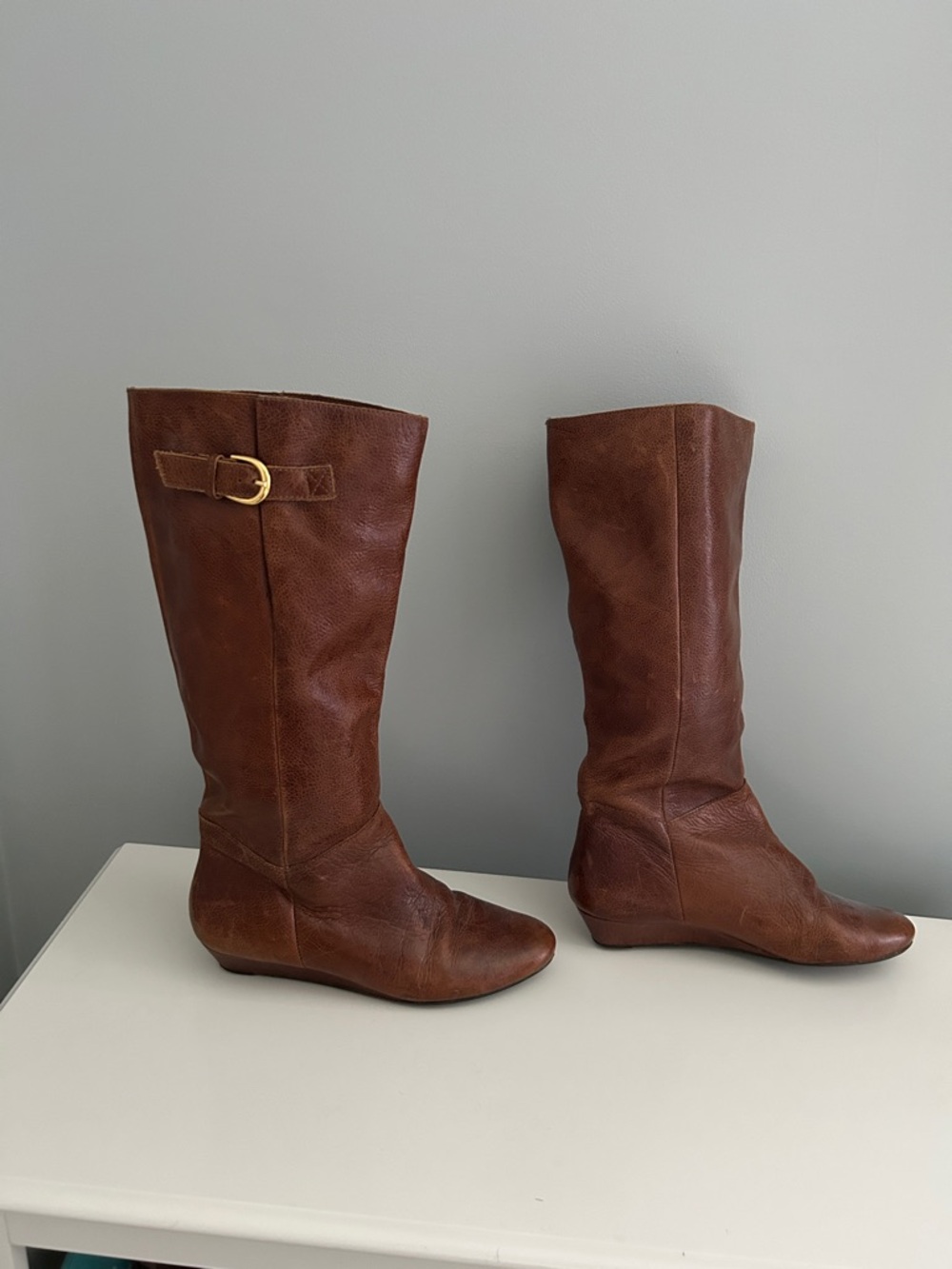 Brown Leather Mid-Calf Women's Boots
